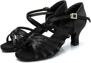 Женские латинские танцевальные туфли атласные Профессиональные бальные сальсы для занятий вальсом танцевальные сандалии - Product Image 5