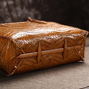 Bamboo Woven <b>Handbag</b> Women's <b>Small</b> Bag Retro Style Velvet Lining Durable Commuter Bag - Product Image 4