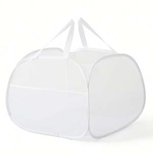 Collapsible Nylon Mesh Pop up Laundry <b>Hamper</b> with Strong Handles Clothes Storage Baskets - Product Image 1