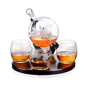 2023 Wholesale Handmade Borosilicate Glass Clear Classic Globe Shaped <strong>Decanter</strong> with Oval Wooden Base for <strong>Whiskey</strong> - Product Image 6