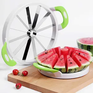 KINGWISE hot selling kitchen Large Melon Slicer Cutter Peeler Corer Server Stainless Steel Heavy Watermelon Slicer