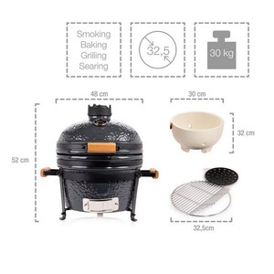Auplex Small Komodo, Parrilla Kamado de Cerámica Premium de 16 Pulgadas, Altura Ajustable, Diseño Moderno, <span class=keywords><strong>Asador</strong></span> de Acero Inoxidable, Ahumador Seguro - Product Image 4