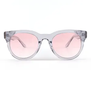 Figroad Custom Unisex UV400 Polarized Sunglasses Handmade Acetate in Silver and Pink Frame