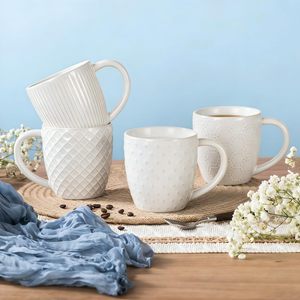 Juego de 4 <span class=keywords><strong>Tazas</strong></span> de Café de Cerámica con Relieve Pyrilo de 14 oz, Libres de Plomo, Aptas para Microondas y Lavavajillas, para Hogar, Oficina, Bodas, Regalos de Inauguración, Té - Product Image 2