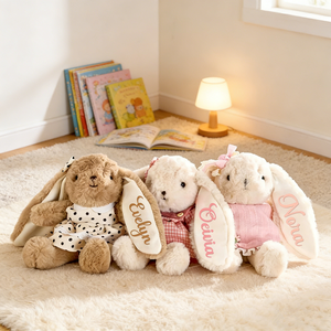 Uionen Lapin en peluche personnalisé avec nœud en fil, décoration de maison, cadeau de Pâques, d'anniversaire ou de baby shower pour enfants et filles - Product Image 1