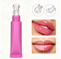 Huile à lèvres repulpante rose transparente végane à marque privée, vente en gros, faible MOQ, haute qualité, brillante, aromatisée, gloss à lèvres transparent, huile à lèvres
