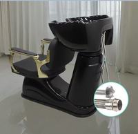 Fauteuil de lavage multifonctionnel moderne et durable en cuir avec bac en céramique pour salon de beauté et barbier (vente en gros)