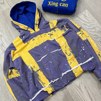 Sweat à capuche zippé réversible personnalisé pour homme, broderie gothique, imprimé éclaboussures, double usage, streetwear, 100% coton