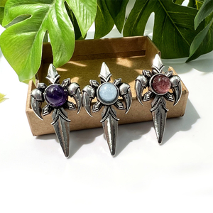 Gioielli con ciondolo croce retrò stile Punk pietre naturali Charoite <span class=keywords><strong>acquamarina</strong></span> moda gotico croce spada Charms per <span class=keywords><strong>collana</strong></span> da uomo - Product Image 3