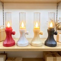 Lampe à pétrole LED miniature 2,28*5,39 pouces avec abat-jour losange, fonctionnant sur piles, lumière LED sans flamme – Idéale pour Noël et les anniversaires