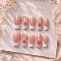 Ongles à presser faits main DIY pour manucure à domicile, style French, courbes carrées 2.5, couverture complète PMMA 3D, réutilisables, 10 pièces