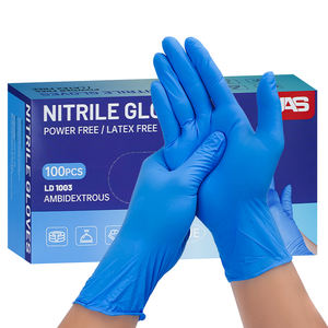 Sarung tangan nitril sekali pakai bebas bubuk warna biru 100 pcs 1 kotak 3mil untuk penggunaan industri dalam pengolahan makanan tahan air dan tahan minyak - Product Image 1