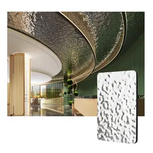 3D Water Ripples Mirror Sheets Decorative Panel Composite Interior Metal Bamboo Fiber Charcoal Wall Board