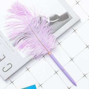 Vintage Ostrich <b>Feather</b> <b>Top</b> Twist Metal Ballpoint Pen, European Retro Plume Rotating Signature Pen Custom Logo - Product Image 6