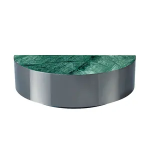 Modern Design Luxury Green Semicircle Coffee Table Large Apartment Living Room Furniture Stainless Steel Metal Mirror Marble