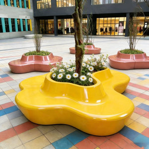 B57 Mobilier d'extérieur <span class=keywords><strong>en</strong></span> FRP pour campus : Jardinière et Chaise visiteur irrégulière, pour l'ameublement scolaire, l'aménagement paysager, la décoration artistique et les espaces publics (parc, place) - Product Image 2