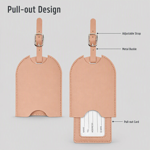 Étiquettes de bagage en cuir personnalisées avec logo sur mesure et cordon, coffret cadeau pour les amateurs de voyage, vente en gros - Product Image 3