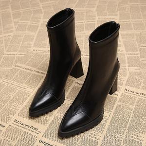 Botines Chelsea de Punta para Mujer, Otoño-Invierno-Primavera 2026, Cómodos, Tacón Grueso, Exterior de PU, Forro de Cuero Sintético, Suela de Goma - Product Image 5