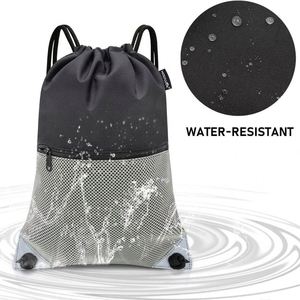 Mochila Deportiva Promocional de Gran Capacidad con Logotipo Personalizado, Negra, con Cierre de Cremallera, de Malla Impermeable, Poliéster Oxford, con Cordón - Product Image 4
