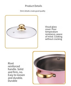 جنوب شرق آسيا أفريقيا الأكثر مبيعاً الفولاذ المقاوم للصدأ 10 أواني الطبخ بمقبض ذهبي كسرول مطبخ Juollas - Product Image 2