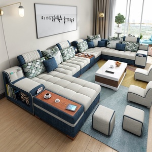 Conjunto de sofás de tela de lujo con forma de U, diseño moderno para <span class=keywords><strong>el</strong></span> hogar, esquina seccional, 7 asientos, sala de estar - Product Image 1