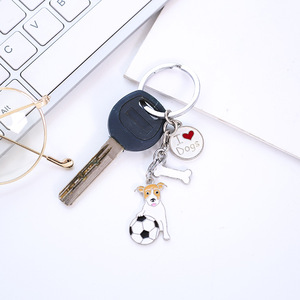 Me encanta el perro jugando al fútbol <span class=keywords><strong>Jack</strong></span> Russell Terrier llaveros colgante mujeres Metal mascota bolsa encantos coche llavero titular joyería regalos - Product Image 6