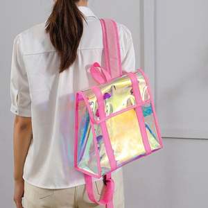 Sac à dos mini laser pour femmes, sac à dos de loisirs pour étudiants, sac à dos transparent en PVC irisé avec logo personnalisé - Product Image 2