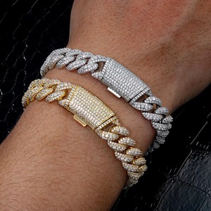 Premium B2B Wholesale 12mm VVS Moissanite Cuban Bracelets S925 Silver Iced Out Prong Set Box Clasp Heavy Hip Hop Jewelry <b>Men</b> - Product Image 2