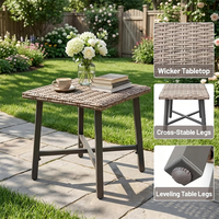 Table d'appoint moderne en rotin pour extérieur, table d'appoint en osier avec pieds en métal, table basse pour patio, jardin, balcon