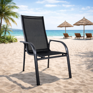 <span class=keywords><strong>Fauteuil</strong></span> d'extérieur empilable en <span class=keywords><strong>aluminium</strong></span> à dossier haut FULL ALU STACK, chaise en maille d'<span class=keywords><strong>aluminium</strong></span> pour patio, jardin, <span class=keywords><strong>camping</strong></span>, durable, antirouille, design empilable - Product Image 1