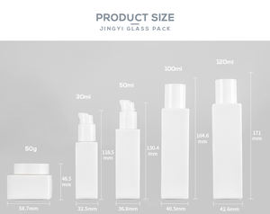 화이트 오팔 광장 유리 로션 병 또는 스크류 캡 스킨 케어 화장품 포장 - Product Image 6