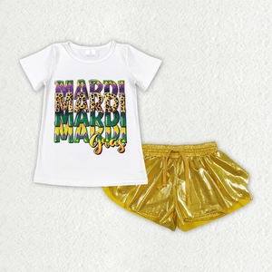 Conjunto de Shorts Dorados para Niñas de Mardi Gras - Product Image 1