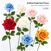 Décoration de table pour événements et fêtes de mariage, centre de table réaliste, fleur de rose en soie blanche à bords roses naturels, résistante à la décoloration