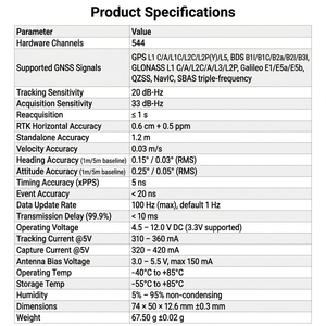 Módulo GNSS RTK de Doble Antena High P-Box-X10 con Frecuencia de Actualización de 100Hz para Sistemas de Mapeo y Topografía con Drones UAV - Product Image 4