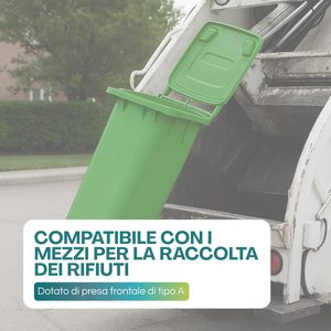 Set Of 4 120 Liter Waste <b>Bins</b> With Wheels <b>Lids</b> And Handles Green White Yellow Blue - Product Image 5
