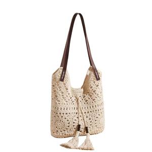 Nouveau sac en coton crocheté pour la plage d'été, sac à main bohème fait à la main, sac à bandoulière en crochet ajouré à fleurs pour femmes - Product Image 6
