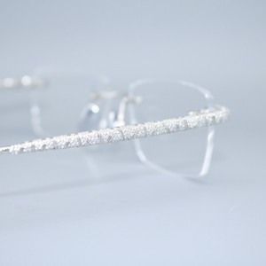 Monture de lunettes de luxe en argent 925 sans monture, branches incrustées de moissanite, verres optiques sur mesure pour adultes hommes et femmes - Product Image 2