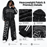 Ensemble sweat à capuche zippé et pantalon de survêtement droit ample pour homme, grande taille, respirant, imprimé intégral avec logo lettré, collection automne, coupe oversize