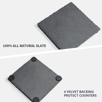 Sous-verres carrés en ardoise noire classiques, écologiques, personnalisables, gravés au laser, en gros, en stock pour bars et cuisines - Collection 2024