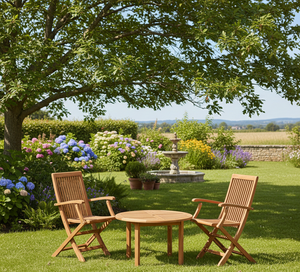 Solid Teak Outdoor <b>Folding</b> <b>Chair</b> with Unique Two Bowl Design Handcrafted Single Block Minimalist Weather-Resistant Eco-Friendly - Product Image 6