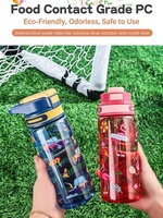 Yüksek Sıcaklığa Dayanıklı PC Plastik Çocuk Pipetli Bardak Düşmeye Dayanıklı Taşınabilir Çocuk Okul Matarası İlkokul Öğrencileri İçin