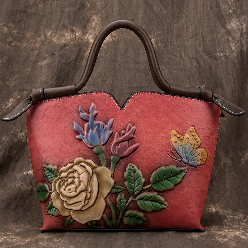 Westal Genuine Leather Embossed Tote Bag