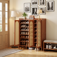 Honvidora Meuble à chaussures en bambou, meuble de rangement multi-niveaux grande capacité, trois portes, style luxe léger, mobilier moderne pour la maison et l'hôtel