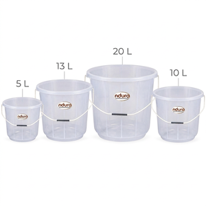 Seau utilitaire portable transparent en PP avec couvercle et poignée, capacité 16-20L, pour le stockage d'eau de nettoyage dans les tâches ménagères de la salle de bain - Product Image 2