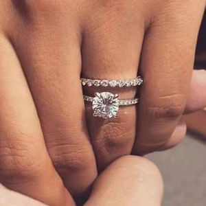 Fabricación Conjunto de circón para mujer Elegante completo CZ Zirconia <span class=keywords><strong>Promise</strong></span> Compromiso Conjunto de anillo de Boda nupcial - Product Image 1