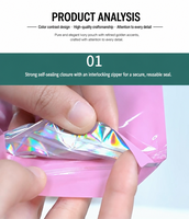 Pochette Doypack en Mylar imprimée personnalisée holographique couleur avec fenêtre transparente, fermeture éclair anti-odeur et encoche de déchirement