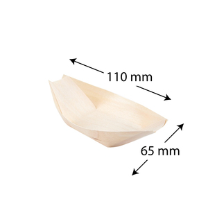 Piatto di Servizio in Legno a Forma di Barca 95x50 mm per Aperitivi, Piatti Salati e Antipasti Rapidi - Product Image 2