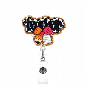 Porte-badge rétractable décoratif pour enseignant et étudiant, avec clip crocodile, vente en gros - Product Image 3
