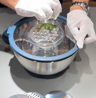 Ensemble de bols mélangeurs en silicone et acier inoxydable personnalisés, multi-tailles, avec couvercles, base antidérapante, couvercle transparent et options de râpes colorées