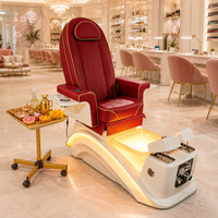Fauteuil de pédicure professionnel en cuir PU avec massage du dos, plateau pliable, panneau de commande et douchette extensible pour salon de beauté